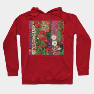 Fantasy Garden with Red Purple Pink and White Flowers After Klimt Hoodie